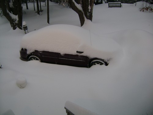 Our car with snow.